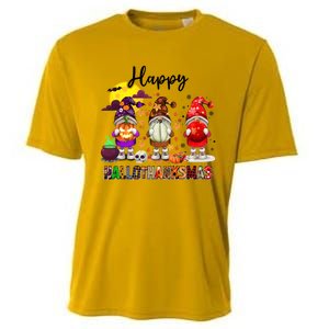 Gnomes Happy Hallothanksmas Halloween Thanksgiving Christmas Gift Cooling Performance Crew T-Shirt