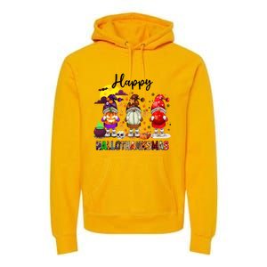 Gnomes Happy Hallothanksmas Halloween Thanksgiving Christmas Gift Premium Hoodie