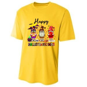 Gnomes Happy Hallothanksmas Halloween Thanksgiving Christmas Gift Performance Sprint T-Shirt