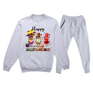 Gnomes Happy Hallothanksmas Halloween Thanksgiving Christmas Gift Premium Crewneck Sweatsuit Set