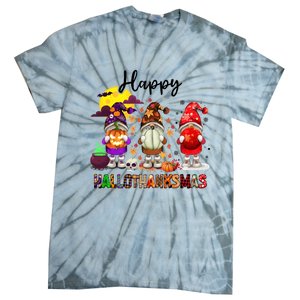 Gnomes Happy Hallothanksmas Halloween Thanksgiving Christmas Gift Tie-Dye T-Shirt