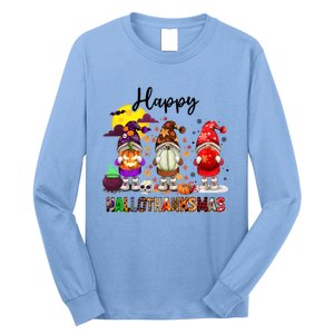 Gnomes Happy Hallothanksmas Halloween Thanksgiving Christmas Gift Long Sleeve Shirt