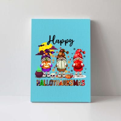 Gnomes Happy Hallothanksmas Halloween Thanksgiving Christmas Gift Canvas