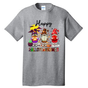 Gnomes Happy Hallothanksmas Halloween Thanksgiving Christmas Gift Tall T-Shirt