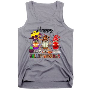 Gnomes Happy Hallothanksmas Halloween Thanksgiving Christmas Gift Tank Top