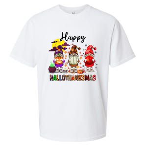 Gnomes Happy Hallothanksmas Halloween Thanksgiving Christmas Gift Sueded Cloud Jersey T-Shirt