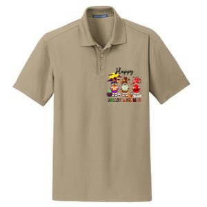 Gnomes Happy Hallothanksmas Halloween Thanksgiving Christmas Gift Dry Zone Grid Polo