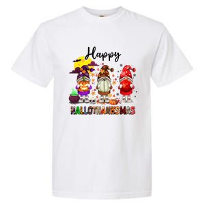 Gnomes Happy Hallothanksmas Halloween Thanksgiving Christmas Gift Garment-Dyed Heavyweight T-Shirt