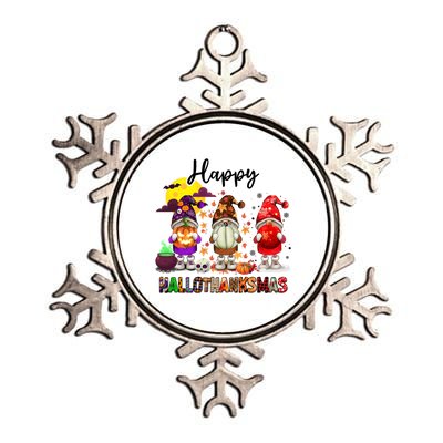 Gnomes Happy Hallothanksmas Halloween Thanksgiving Christmas Gift Metallic Star Ornament