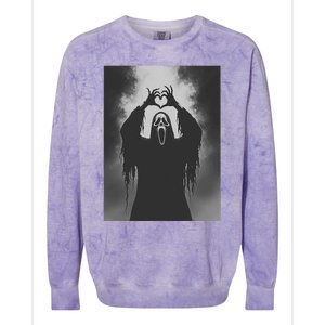 Ghost Heart Hands Scary Face Horror Poster Halloween Colorblast Crewneck Sweatshirt