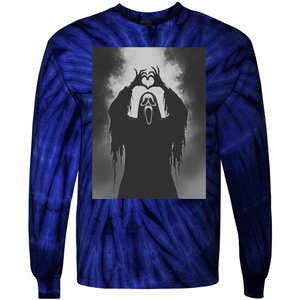 Ghost Heart Hands Scary Face Horror Poster Halloween Tie-Dye Long Sleeve Shirt