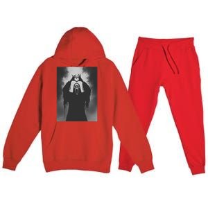 Ghost Heart Hands Scary Face Horror Poster Halloween Premium Hooded Sweatsuit Set