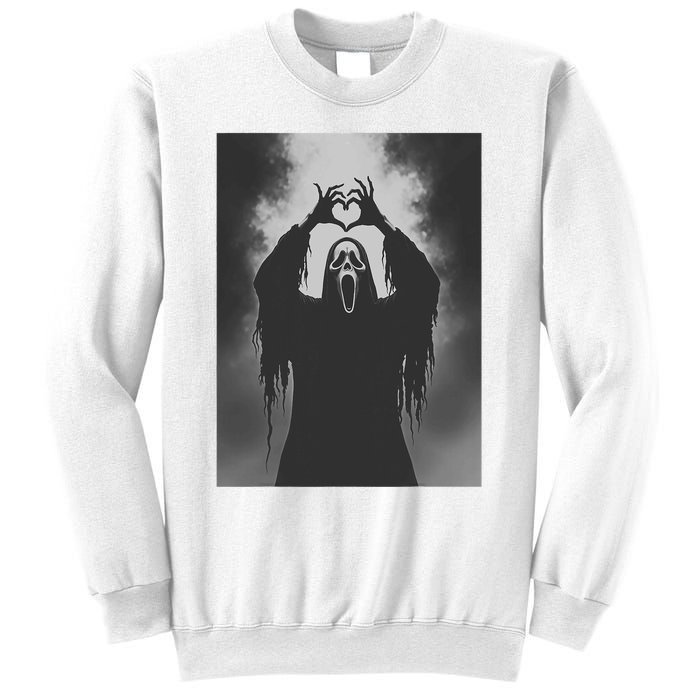 Ghost Heart Hands Scary Face Horror Poster Halloween Sweatshirt