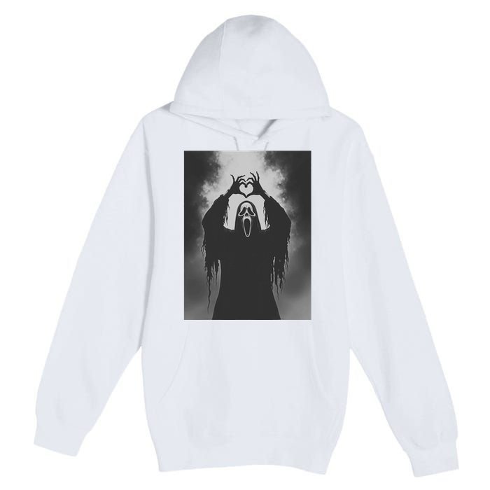 Ghost Heart Hands Scary Face Horror Poster Halloween Premium Pullover Hoodie