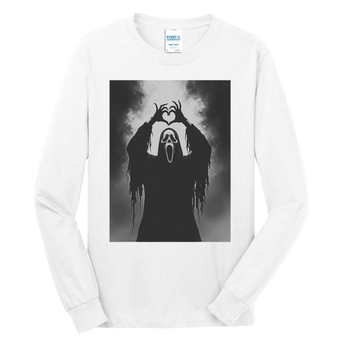 Ghost Heart Hands Scary Face Horror Poster Halloween Tall Long Sleeve T-Shirt