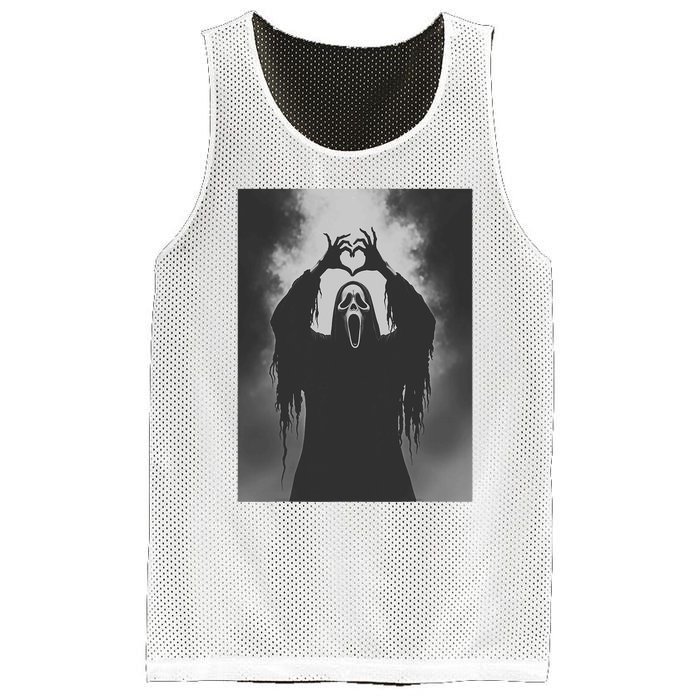 Ghost Heart Hands Scary Face Horror Poster Halloween Mesh Reversible Basketball Jersey Tank