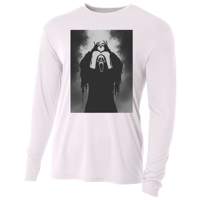 Ghost Heart Hands Scary Face Horror Poster Halloween Cooling Performance Long Sleeve Crew