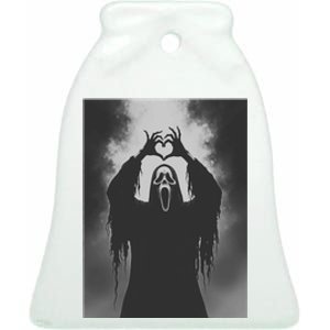 Ghost Heart Hands Scary Face Horror Poster Halloween Ceramic Bell Ornament