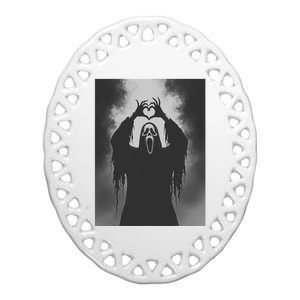 Ghost Heart Hands Scary Face Horror Poster Halloween Ceramic Oval Ornament