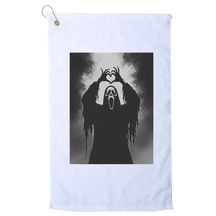 Ghost Heart Hands Scary Face Horror Poster Halloween Platinum Collection Golf Towel