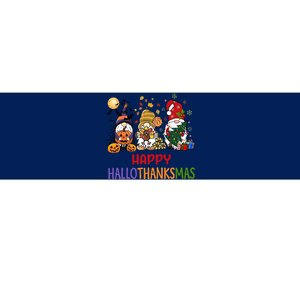 Gnomes Happy Hallothanksmas Halloween Thanksgivng Christmas Bumper Sticker