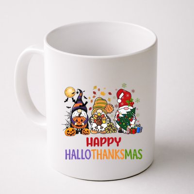 Gnomes Happy Hallothanksmas Halloween Thanksgivng Christmas Mug