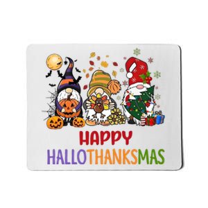 Gnomes Happy Hallothanksmas Halloween Thanksgivng Christmas Mousepad