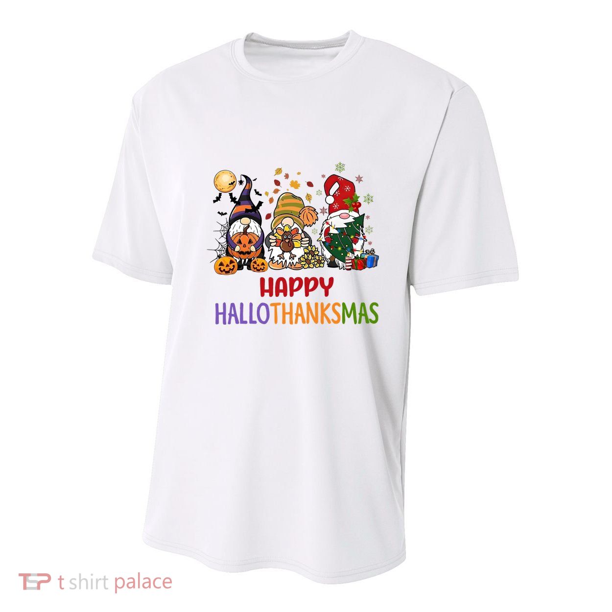 Gnomes Happy Hallothanksmas Halloween Thanksgivng Christmas Youth Performance Sprint T-Shirt