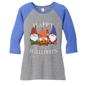 Gnomes Happy Halloween Couples Gift Women's Tri-Blend 3/4-Sleeve Raglan Shirt