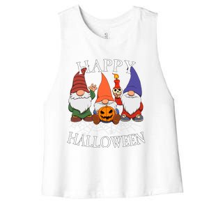 Gnomes Happy Halloween Couples Gift Women's Racerback Cropped Tank