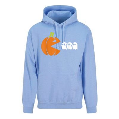 Gamer Humorous Halloween Pumpkin Eating Ghost Unisex Surf Hoodie