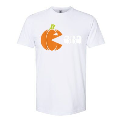 Gamer Humorous Halloween Pumpkin Eating Ghost Softstyle CVC T-Shirt