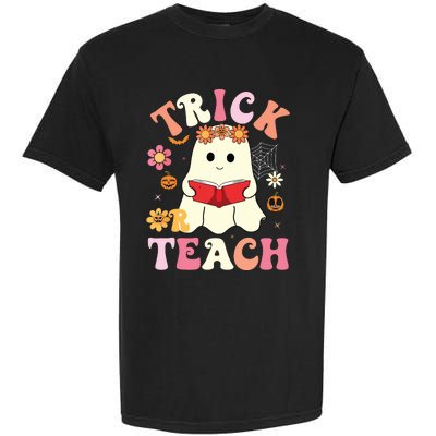 Groovy Halloweengroovy Halloween Trick Or Teach Retro Garment-Dyed Heavyweight T-Shirt