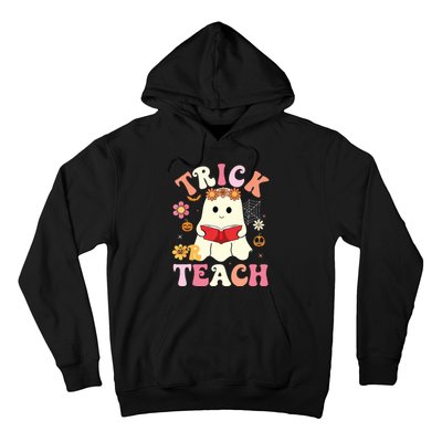 Groovy Halloweengroovy Halloween Trick Or Teach Retro Hoodie