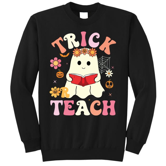 Groovy Halloweengroovy Halloween Trick Or Teach Retro Sweatshirt