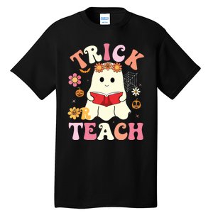 Groovy Halloweengroovy Halloween Trick Or Teach Retro Tall T-Shirt