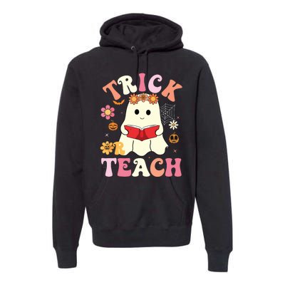 Groovy Halloweengroovy Halloween Trick Or Teach Retro Premium Hoodie