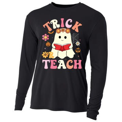 Groovy Halloweengroovy Halloween Trick Or Teach Retro Cooling Performance Long Sleeve Crew