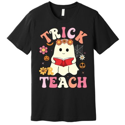 Groovy Halloweengroovy Halloween Trick Or Teach Retro Premium T-Shirt