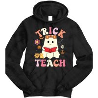 Groovy Halloweengroovy Halloween Trick Or Teach Retro Tie Dye Hoodie