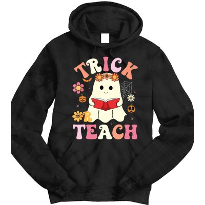 Groovy Halloweengroovy Halloween Trick Or Teach Retro Tie Dye Hoodie