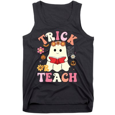 Groovy Halloweengroovy Halloween Trick Or Teach Retro Tank Top