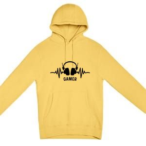 Gamer Heartbeat Headphone Clothing For Gamer Mom Gamer Dad Meaningful Gift Premium Pullover Hoodie