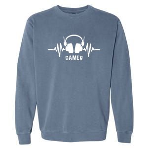 Gamer Heartbeat Headphone Clothing For Gamer Mom Gamer Dad Meaningful Gift Garment-Dyed Sweatshirt