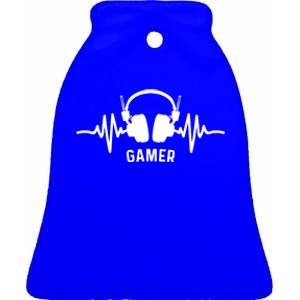 Gamer Heartbeat Headphone Clothing For Gamer Mom Gamer Dad Meaningful Gift Ceramic Bell Ornament