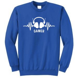 Gamer Heartbeat Headphone Clothing For Gamer Mom Gamer Dad Meaningful Gift Tall Sweatshirt