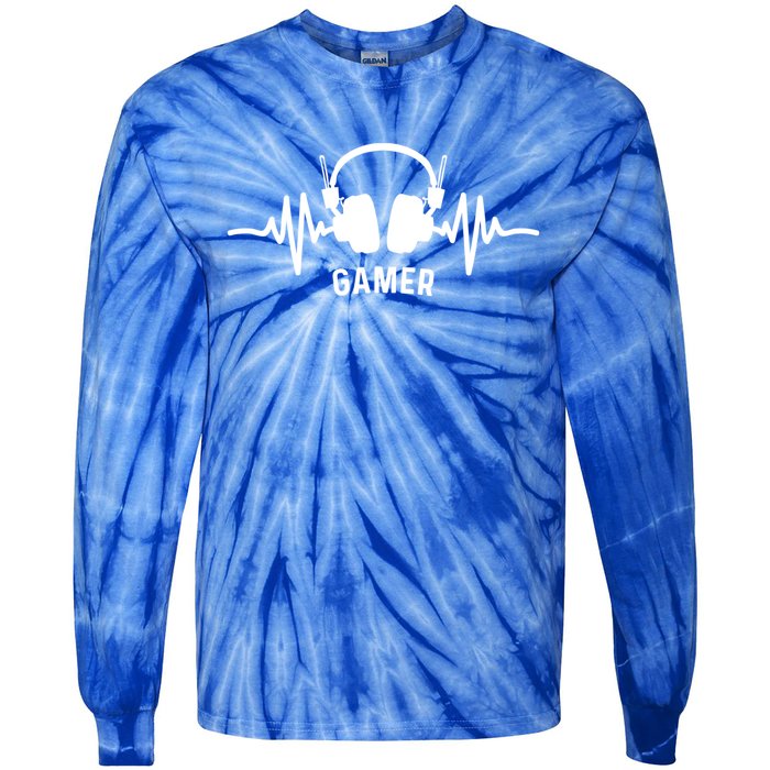 Gamer Heartbeat Headphone Clothing For Gamer Mom Gamer Dad Meaningful Gift Tie-Dye Long Sleeve Shirt