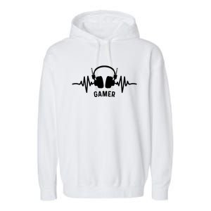 Gamer Heartbeat Headphone Clothing For Gamer Mom Gamer Dad Meaningful Gift Garment-Dyed Fleece Hoodie