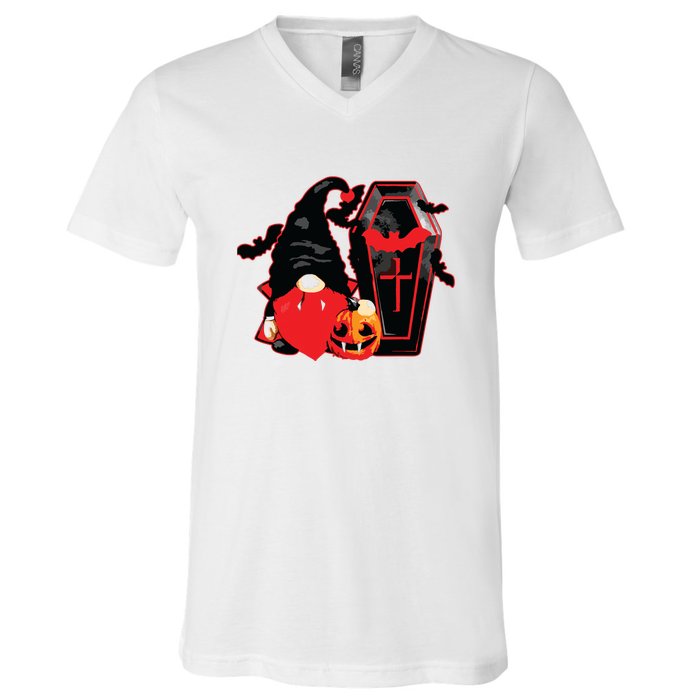 Gnomes Happy Halloween Fall Candy Corn Pumpkin V-Neck T-Shirt