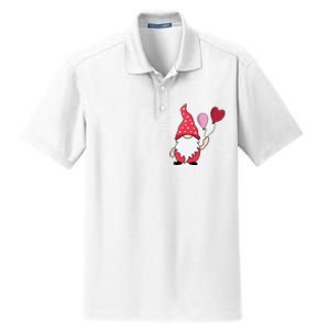 Gnome Holding Heart Balloons Valentine’S Day Dry Zone Grid Polo